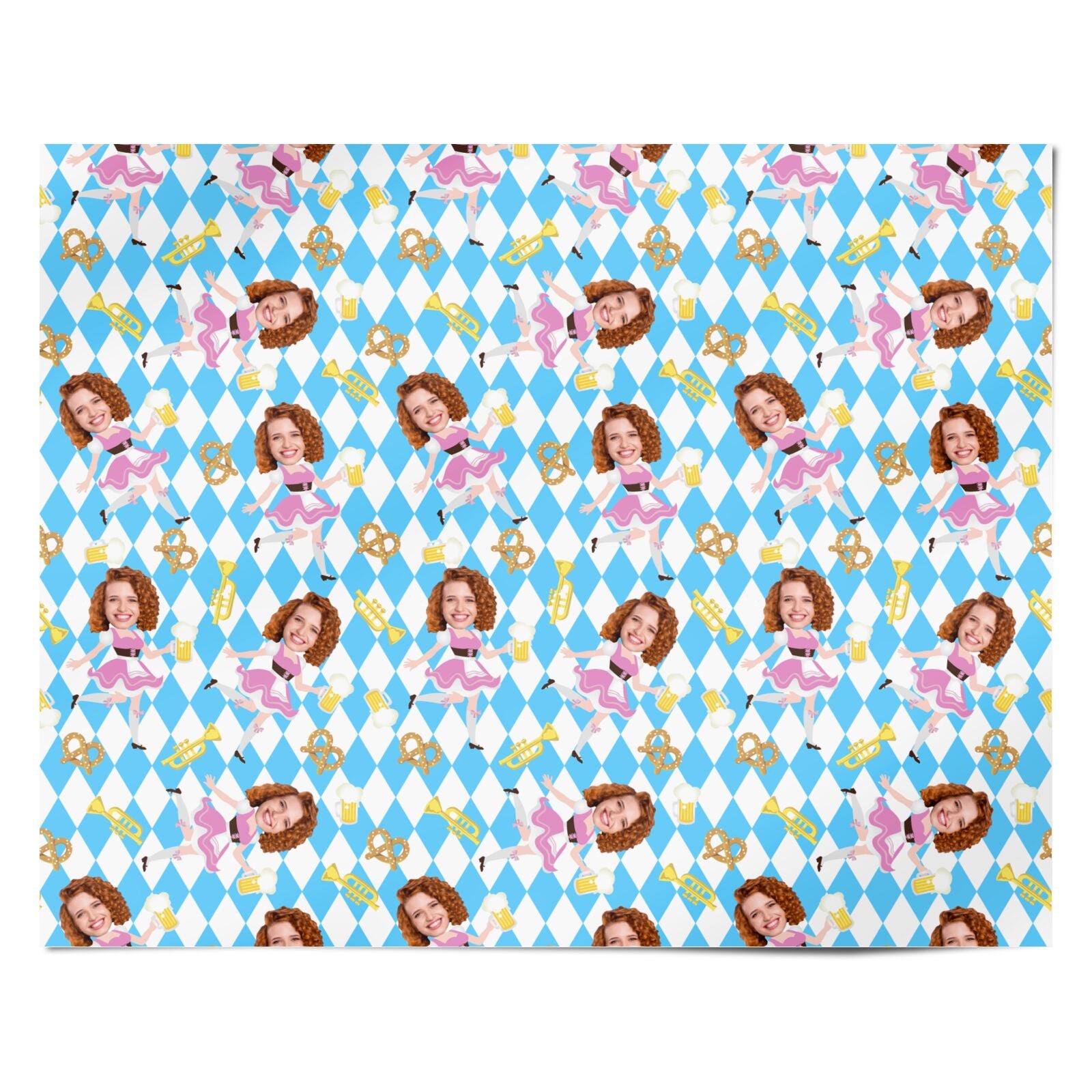 Personalised Photo Face Dirndl Oktoberfest Personalised Wrapping Paper Alternative