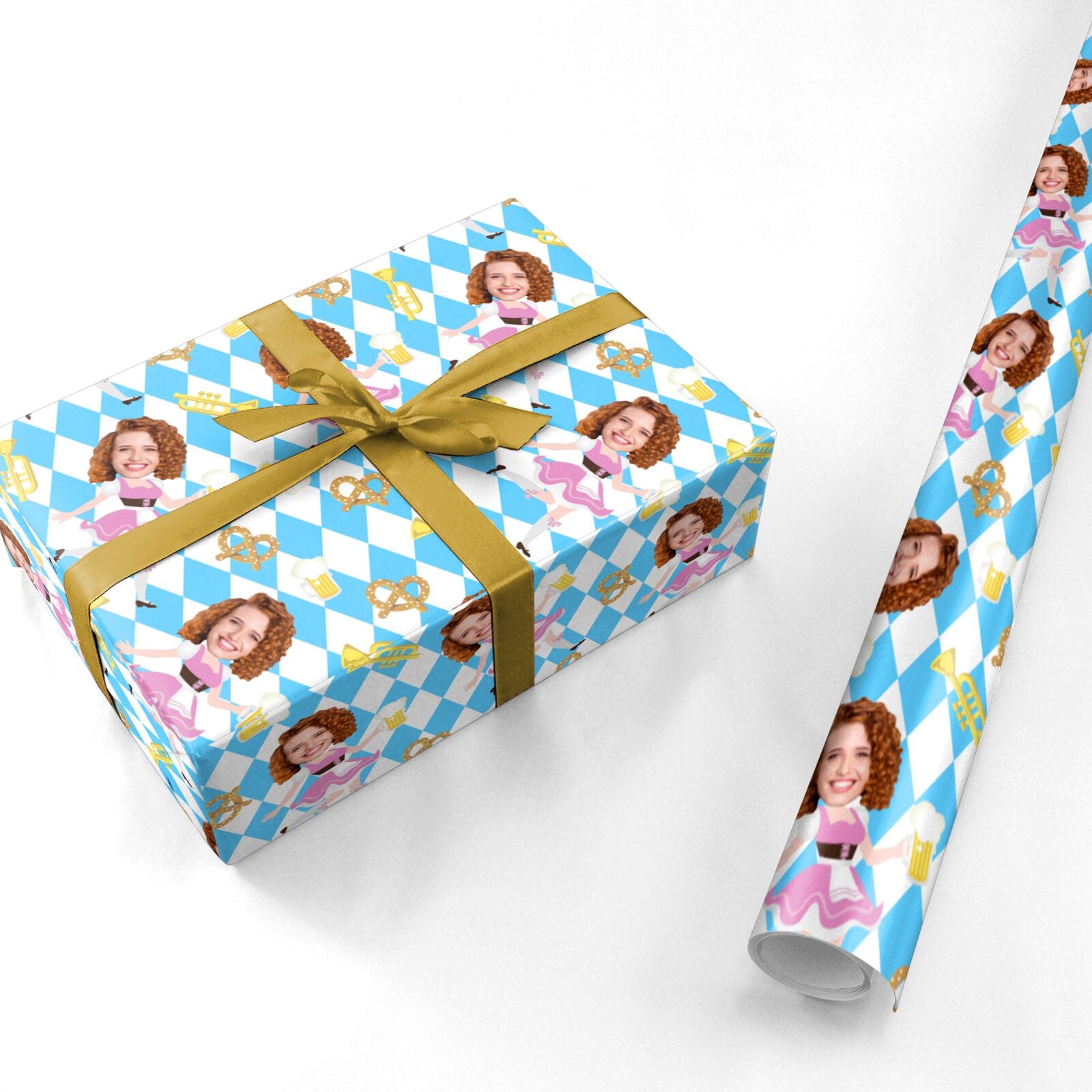 Personalised Photo Face Dirndl Oktoberfest Personalised Wrapping Paper