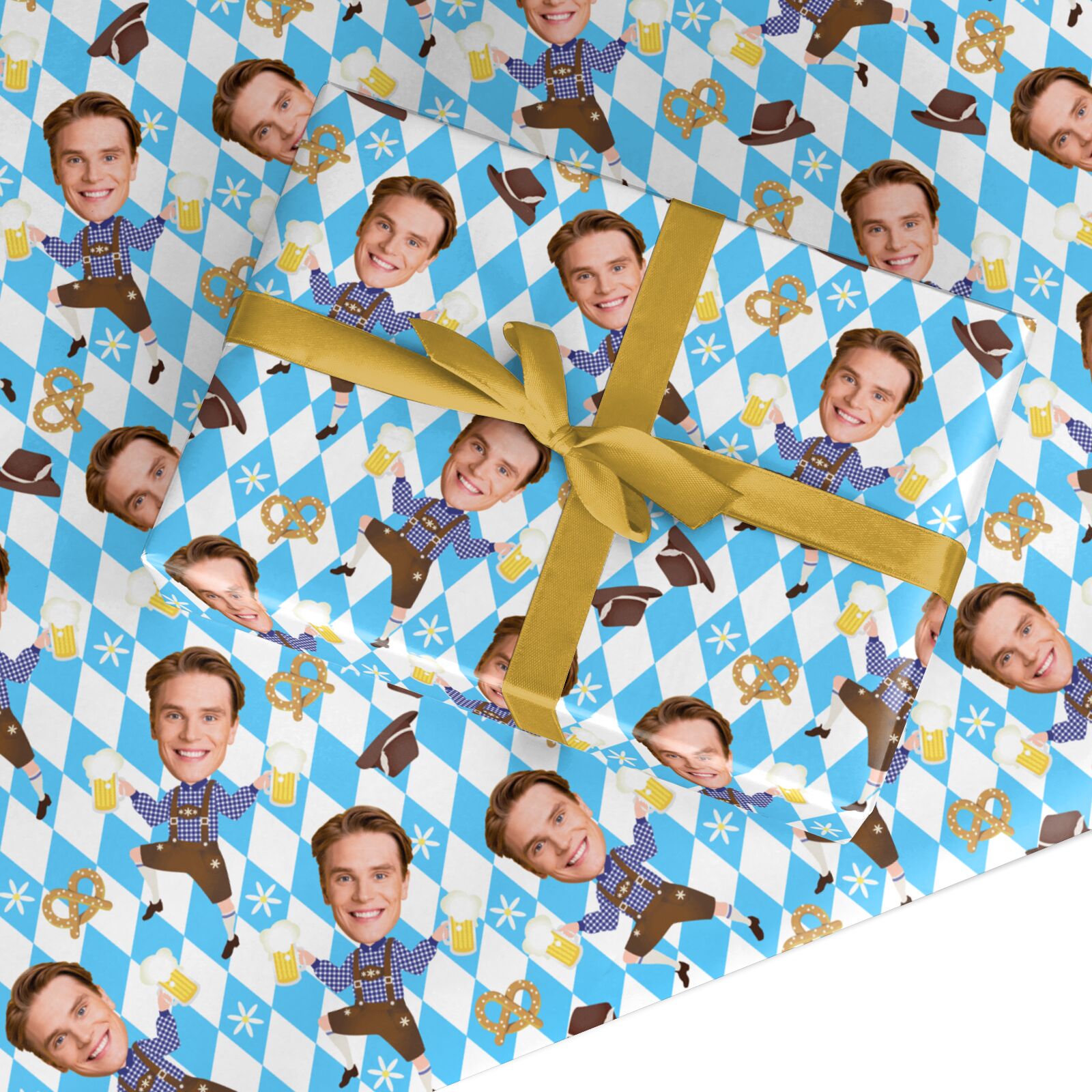 Personalised Photo Face Lederhosen Oktoberfest Custom Wrapping Paper