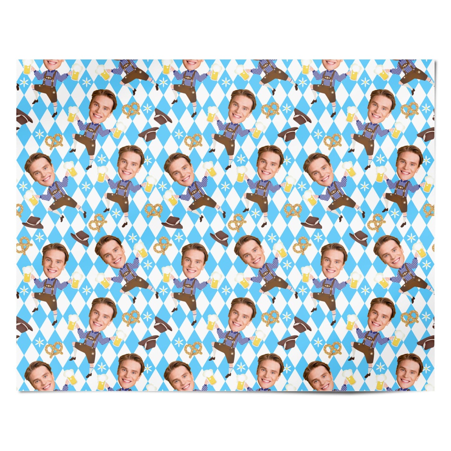 Personalised Photo Face Lederhosen Oktoberfest Personalised Wrapping Paper Alternative