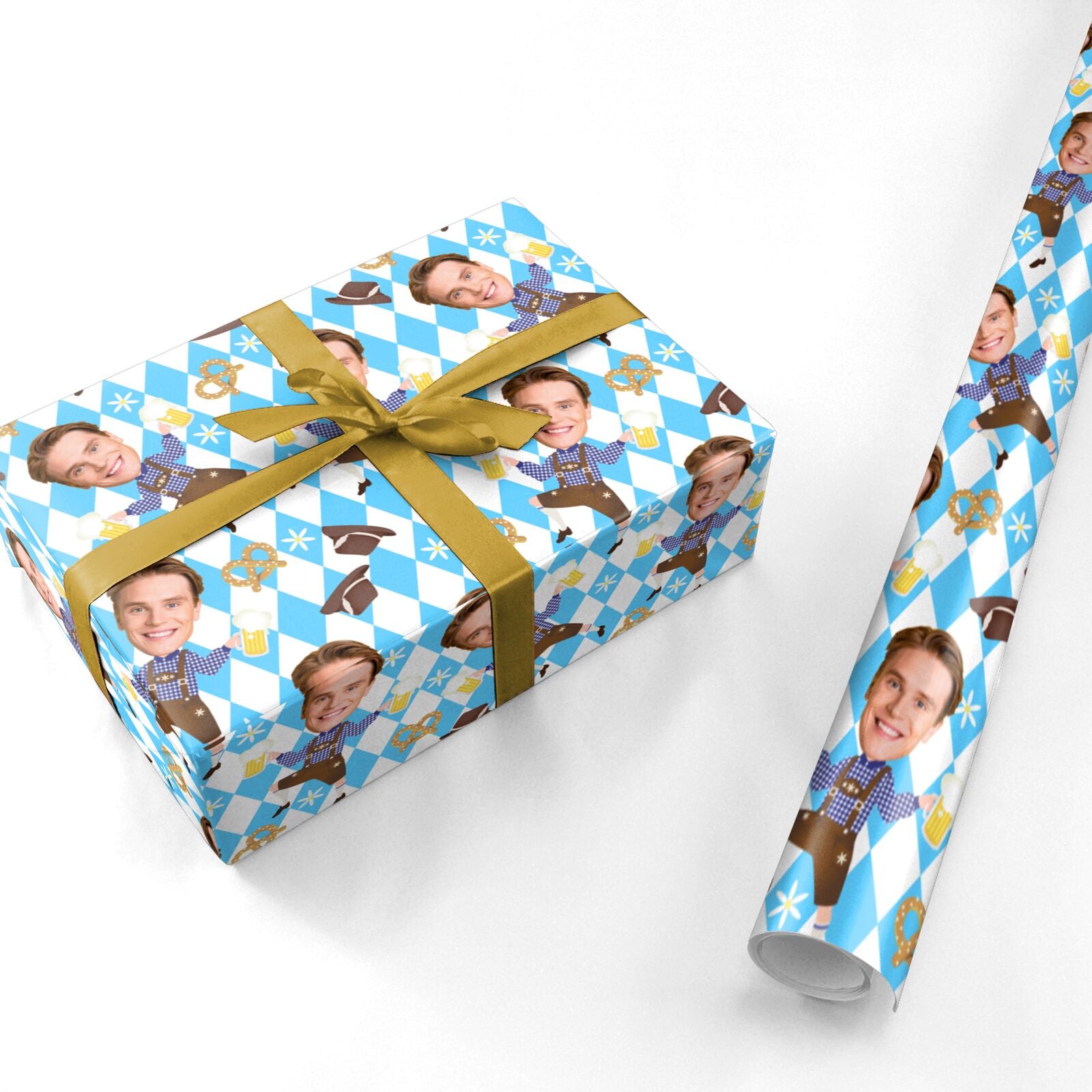 Personalised Photo Face Lederhosen Oktoberfest Personalised Wrapping Paper