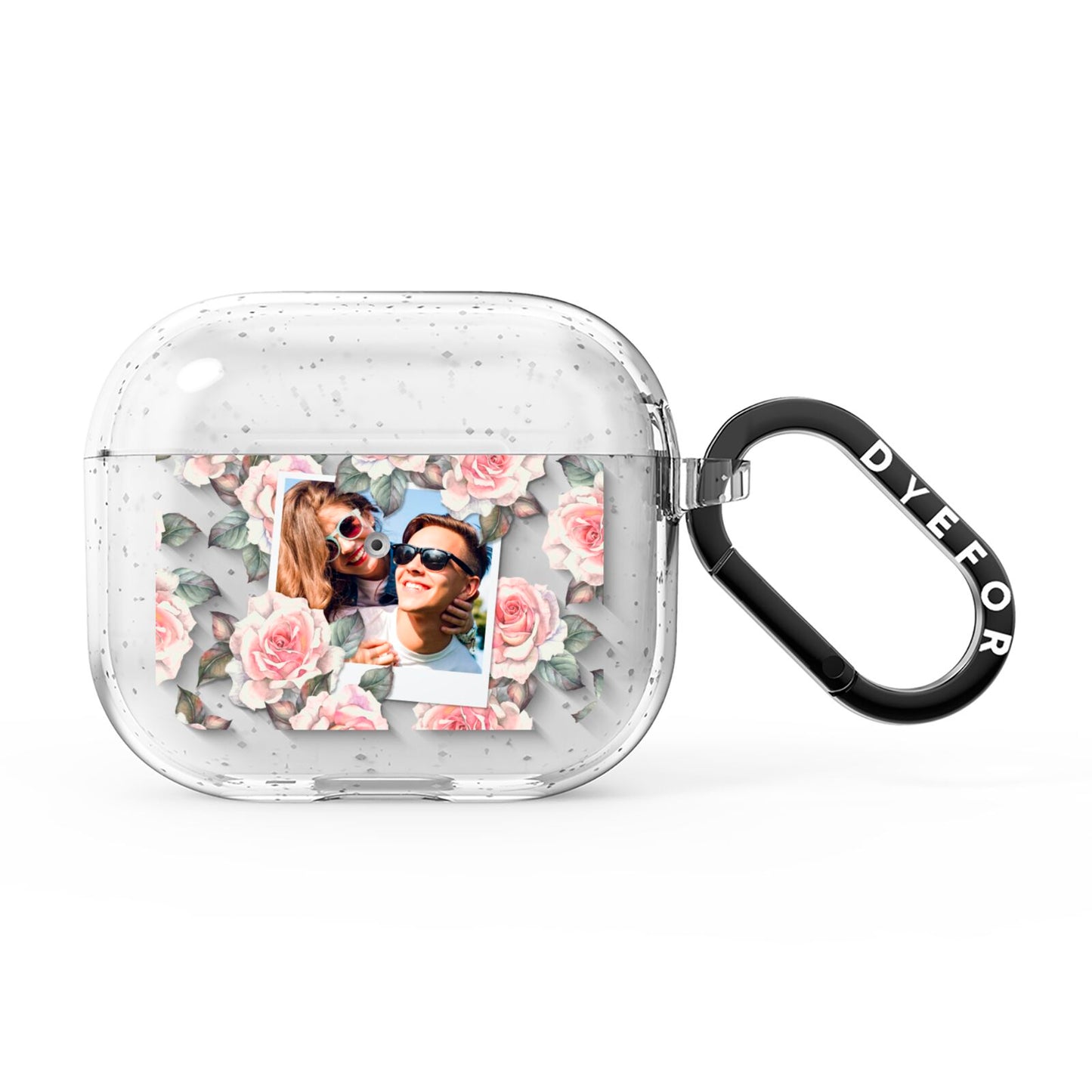Personalised Photo Floral AirPods Glitter Case 3rd Gen