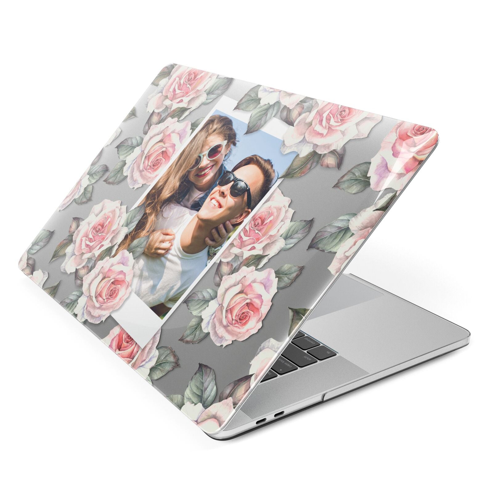 Personalised Photo Floral Apple MacBook Case Side View