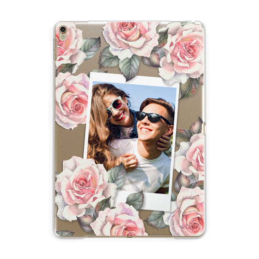 Personalised Photo Floral Apple iPad Gold Case