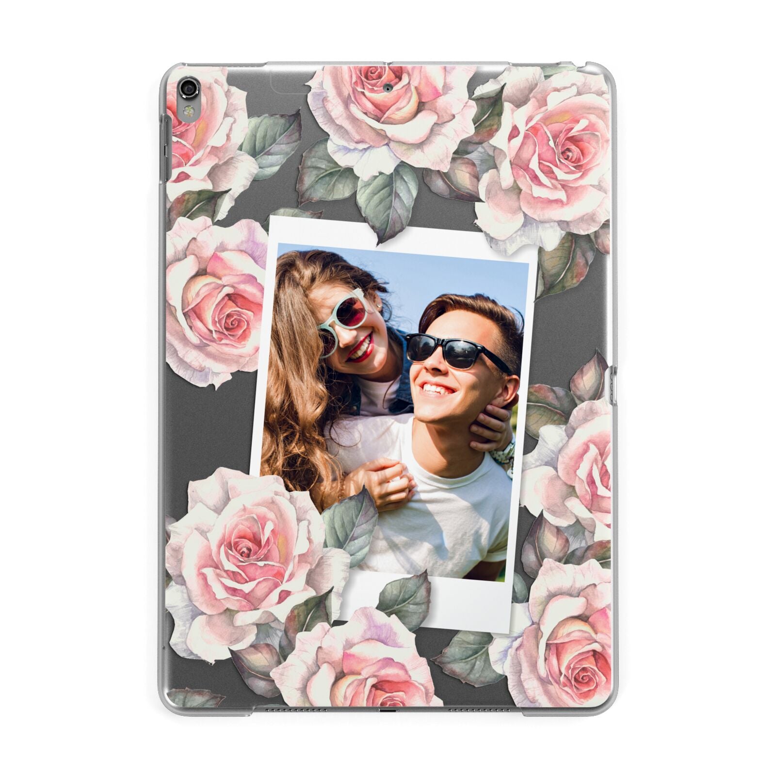 Personalised Photo Floral Apple iPad Grey Case
