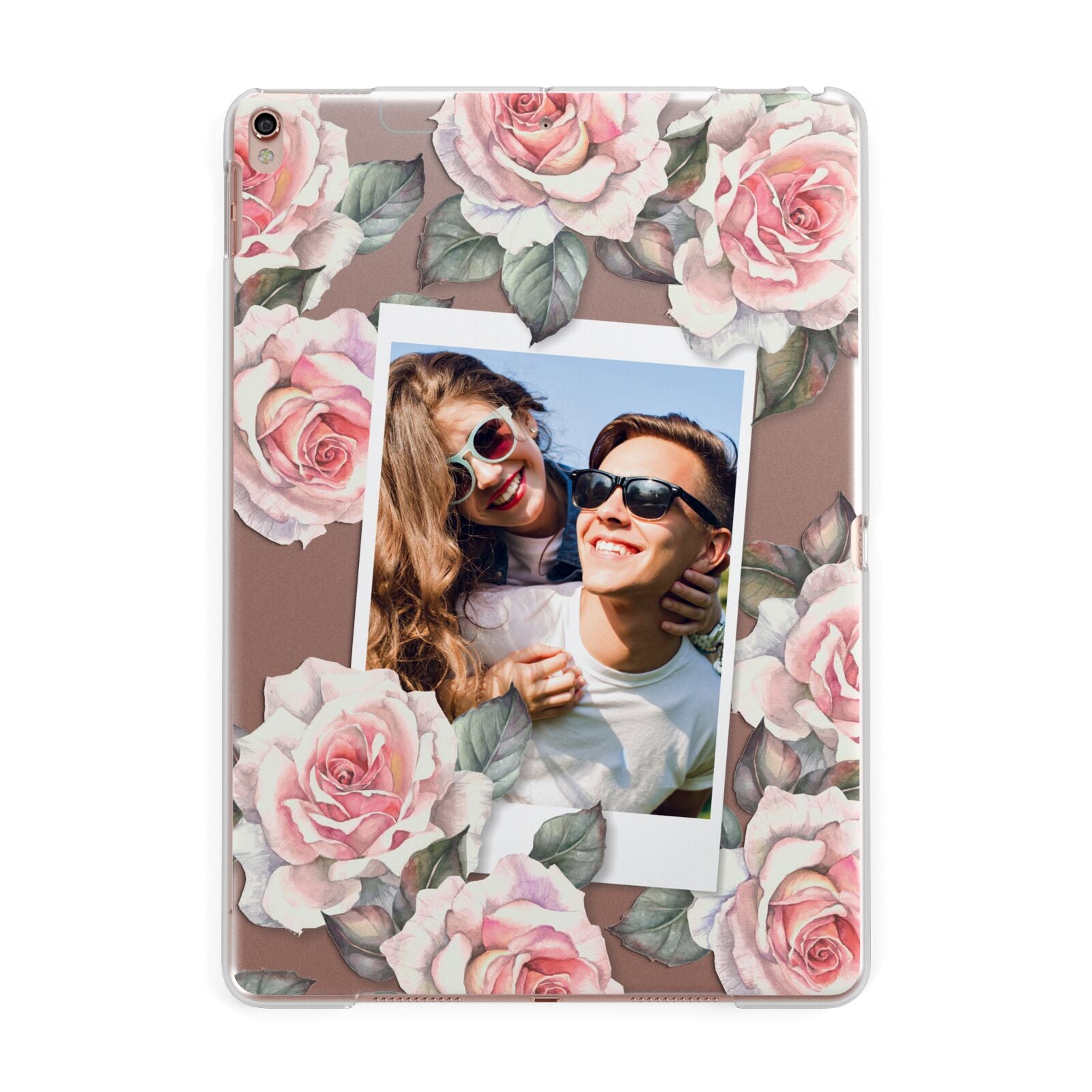 Personalised Photo Floral Apple iPad Rose Gold Case