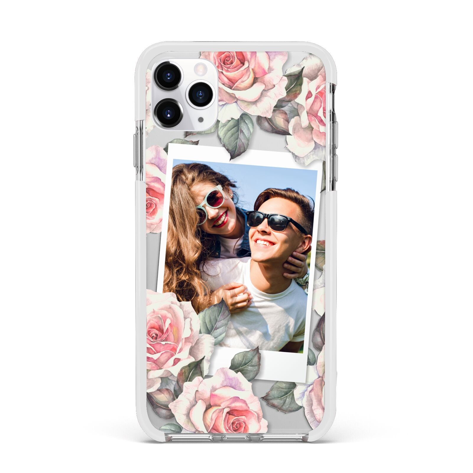 Personalised Photo Floral Apple iPhone 11 Pro Max in Silver with White Impact Case