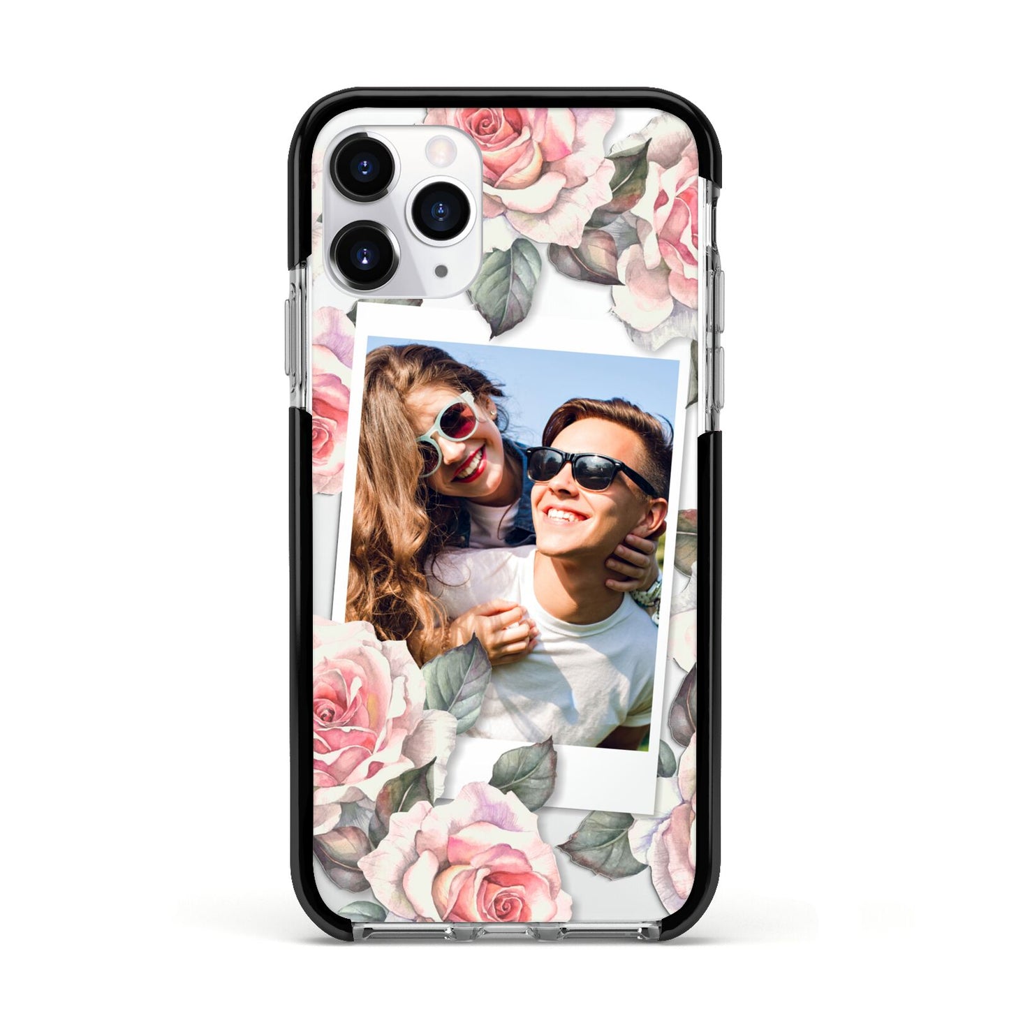 Personalised Photo Floral Apple iPhone 11 Pro in Silver with Black Impact Case