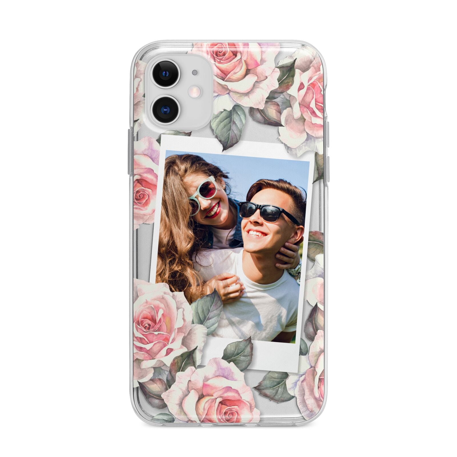 Personalised Photo Floral Apple iPhone 11 in White with Bumper Case