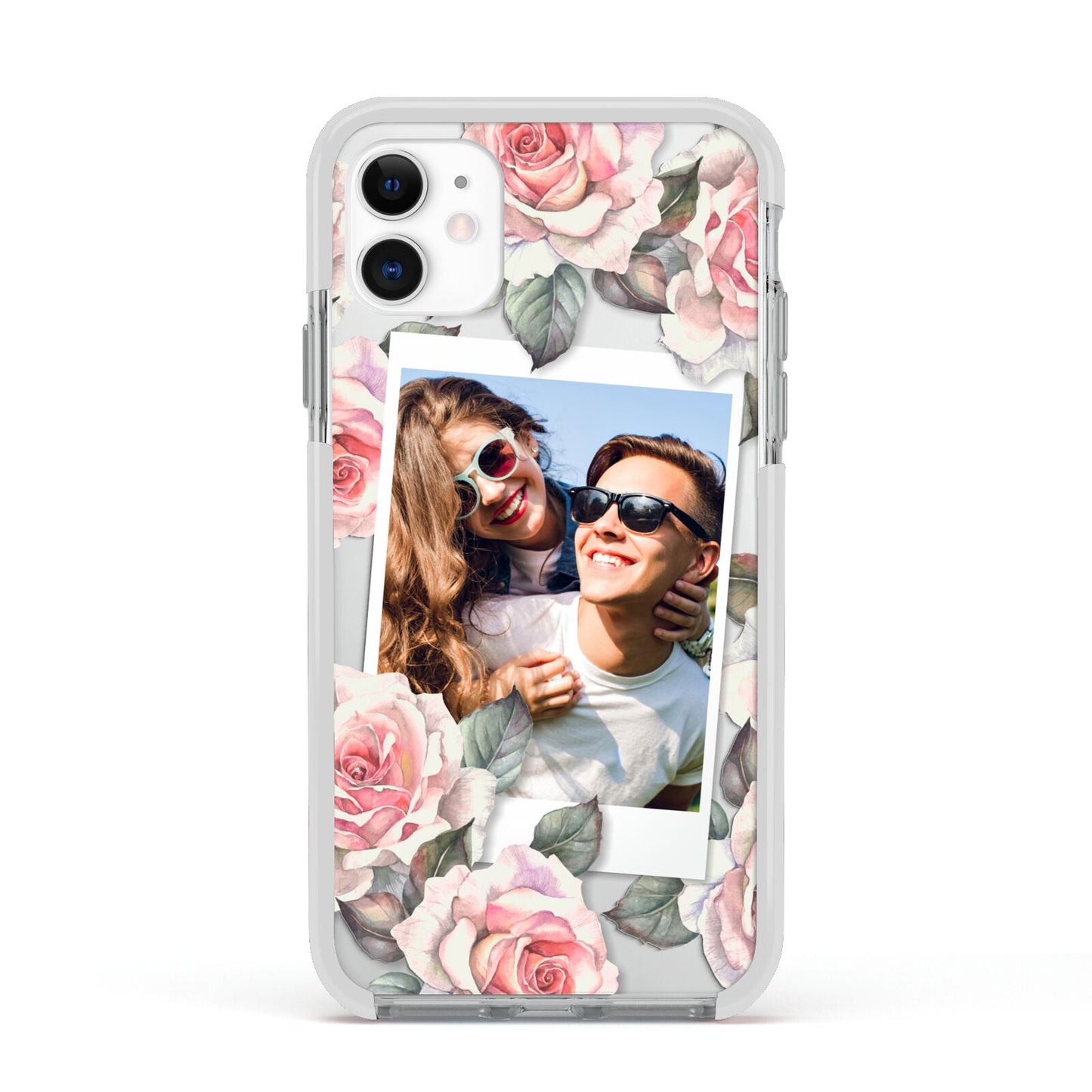 Personalised Photo Floral Apple iPhone 11 in White with White Impact Case