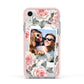 Personalised Photo Floral Apple iPhone XR Impact Case Pink Edge on Silver Phone