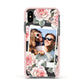Personalised Photo Floral Apple iPhone Xs Impact Case Pink Edge on Black Phone