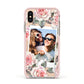 Personalised Photo Floral Apple iPhone Xs Impact Case Pink Edge on Gold Phone