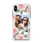 Personalised Photo Floral Apple iPhone Xs Impact Case White Edge on Silver Phone