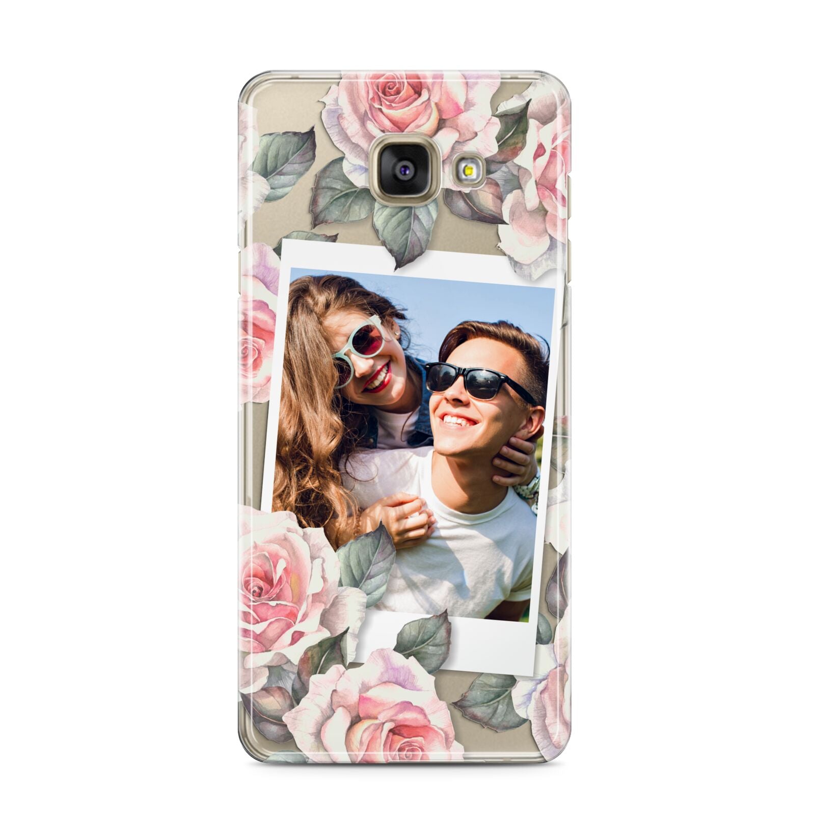 Personalised Photo Floral Samsung Galaxy A3 2016 Case on gold phone