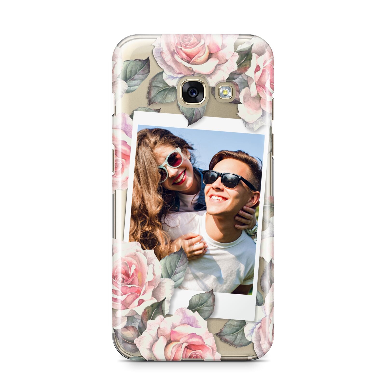 Personalised Photo Floral Samsung Galaxy A3 2017 Case on gold phone