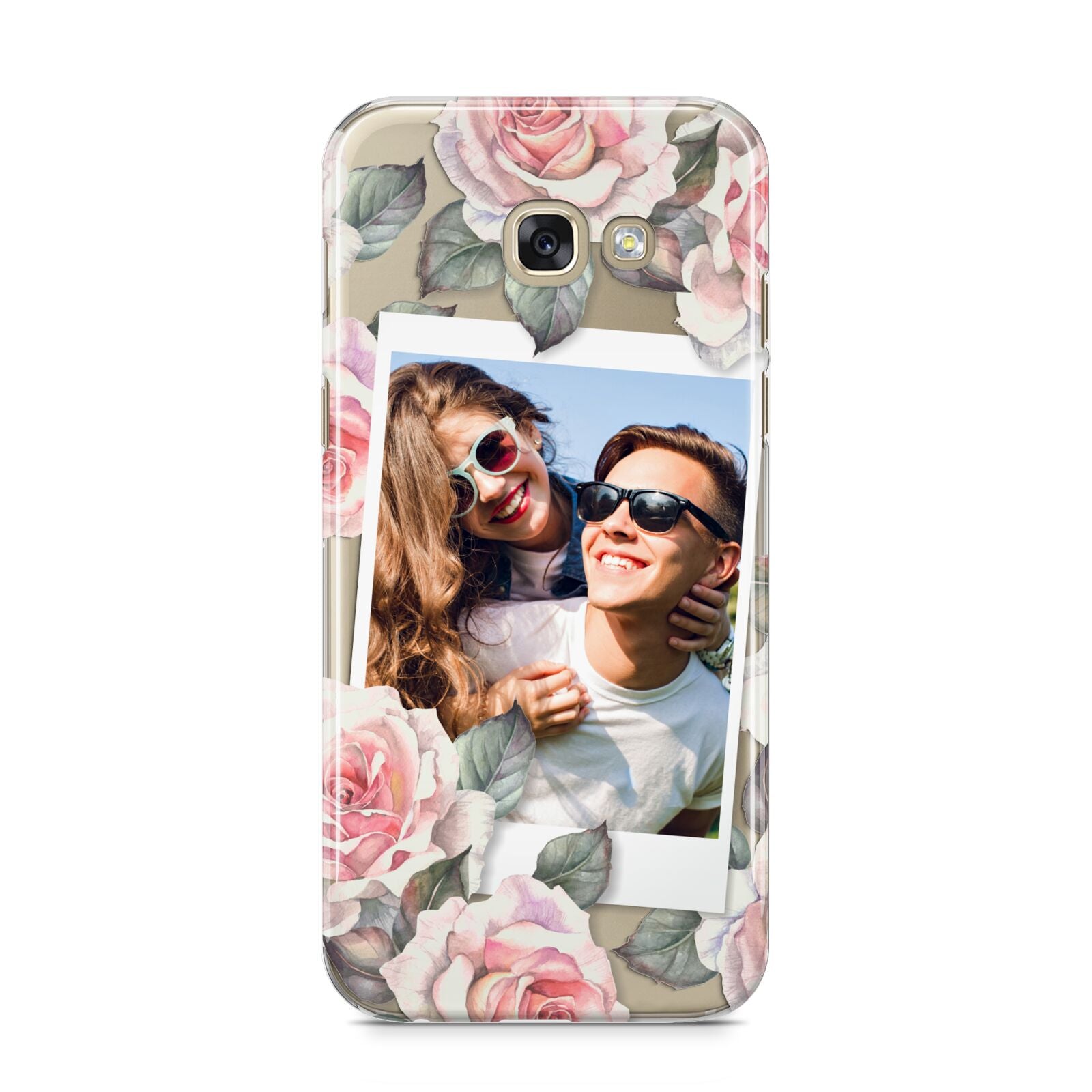 Personalised Photo Floral Samsung Galaxy A5 2017 Case on gold phone