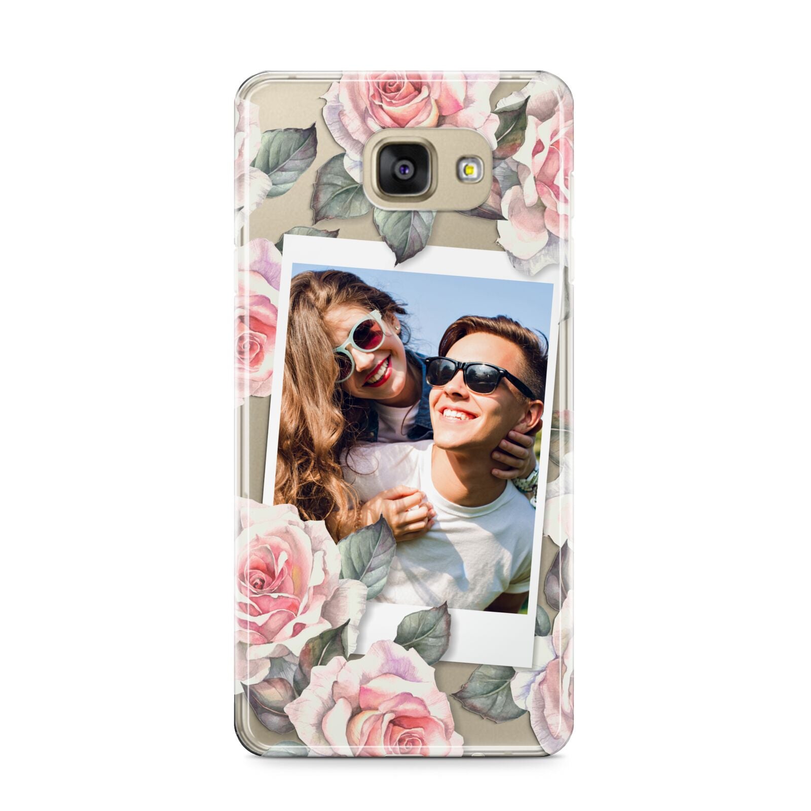 Personalised Photo Floral Samsung Galaxy A9 2016 Case on gold phone