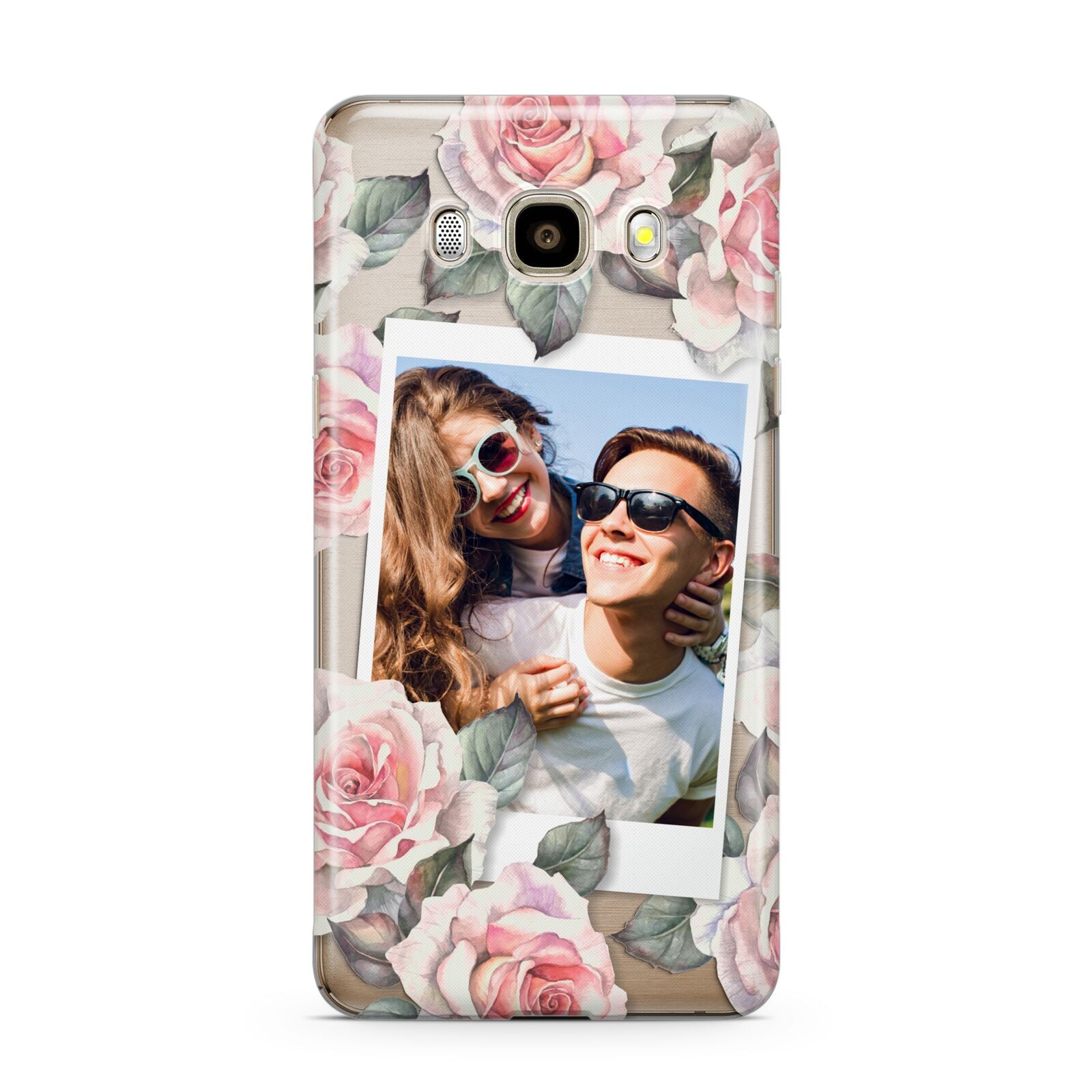 Personalised Photo Floral Samsung Galaxy J7 2016 Case on gold phone