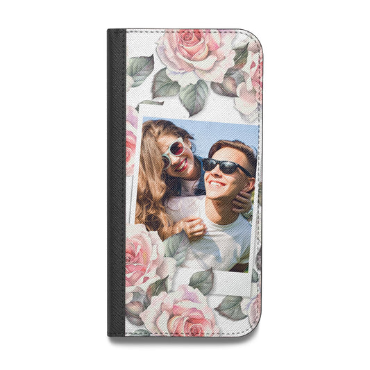 Personalised Photo Floral Vegan Leather Flip iPhone Case