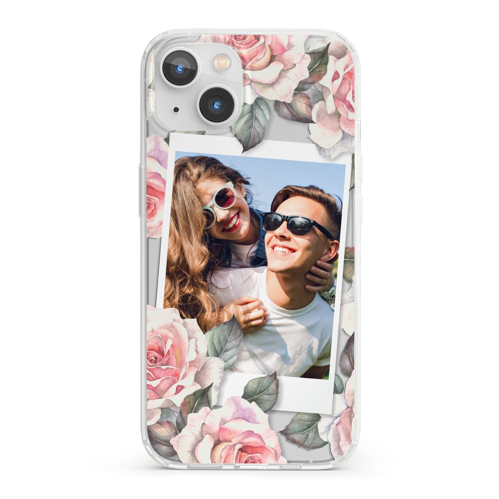 Personalised Photo Floral iPhone 13 Clear Bumper Case