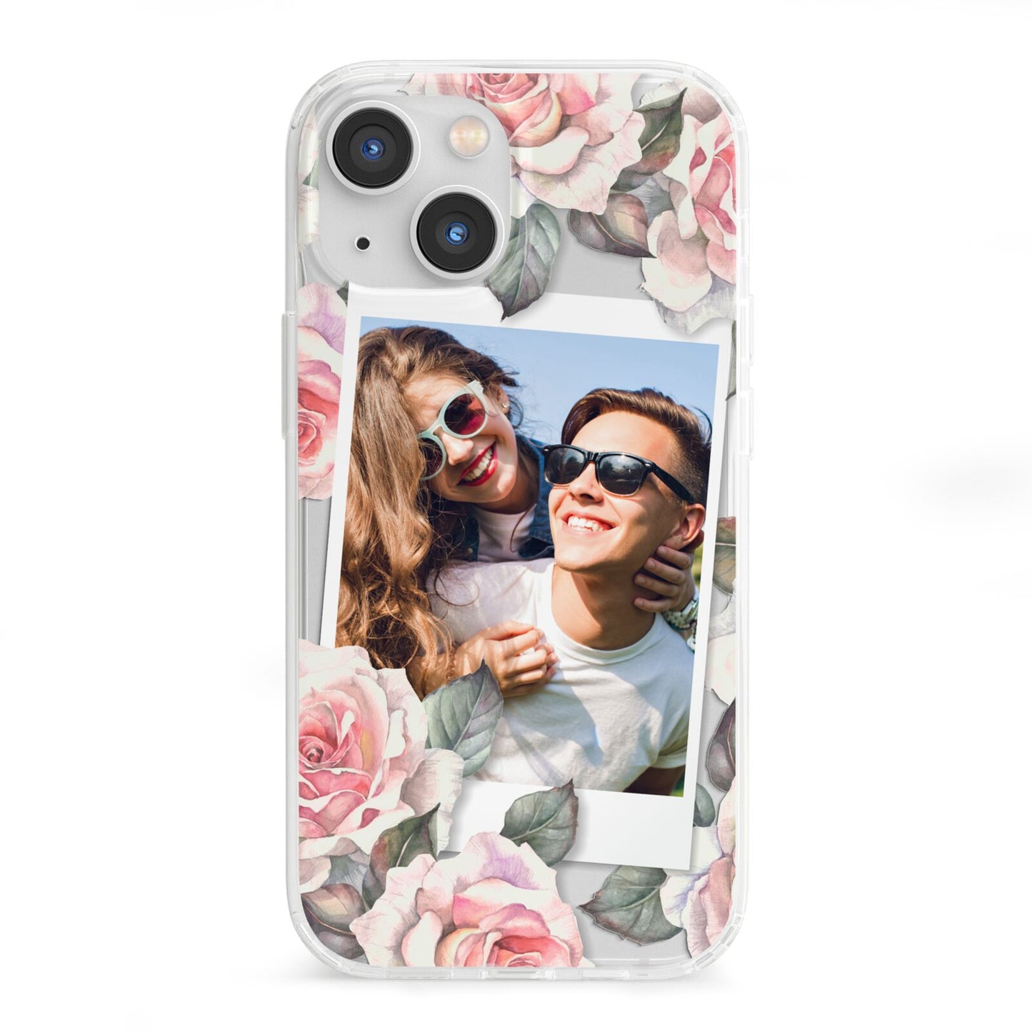 Personalised Photo Floral iPhone 13 Mini Clear Bumper Case