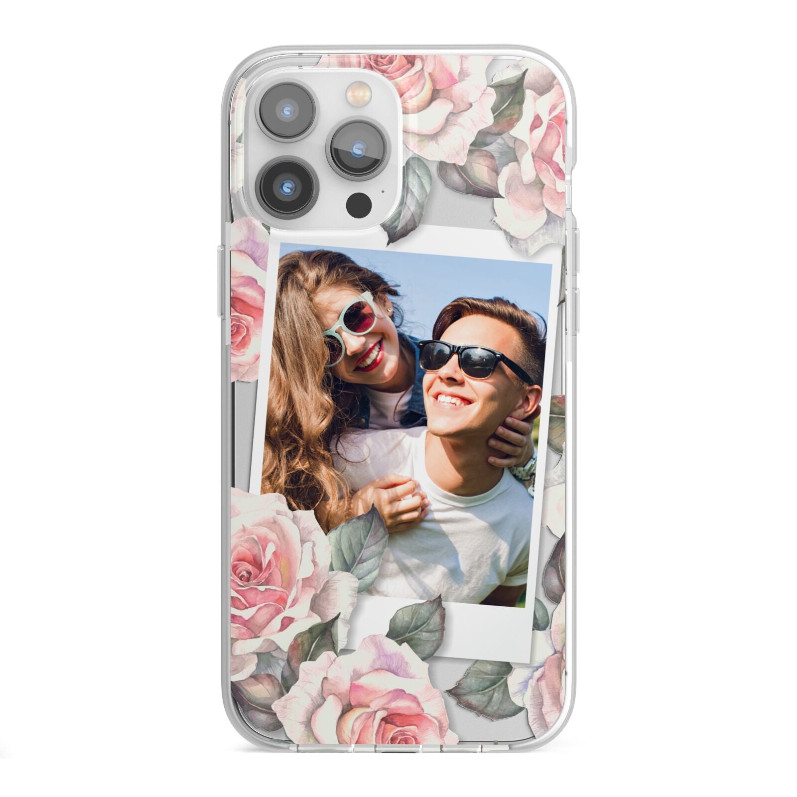 Personalised Photo Floral iPhone 13 Pro Max TPU Impact Case with White Edges