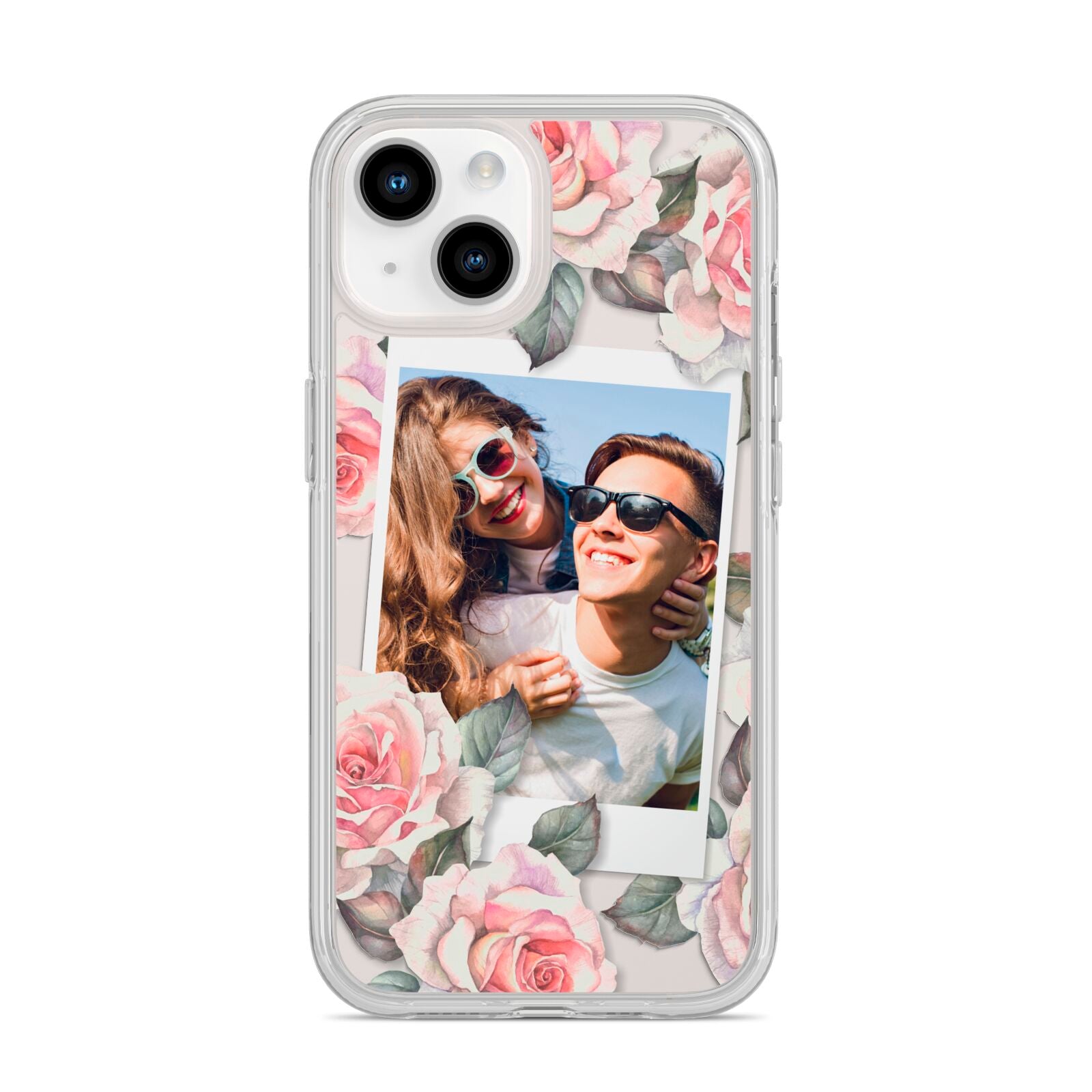 Personalised Photo Floral iPhone 14 Clear Tough Case Starlight