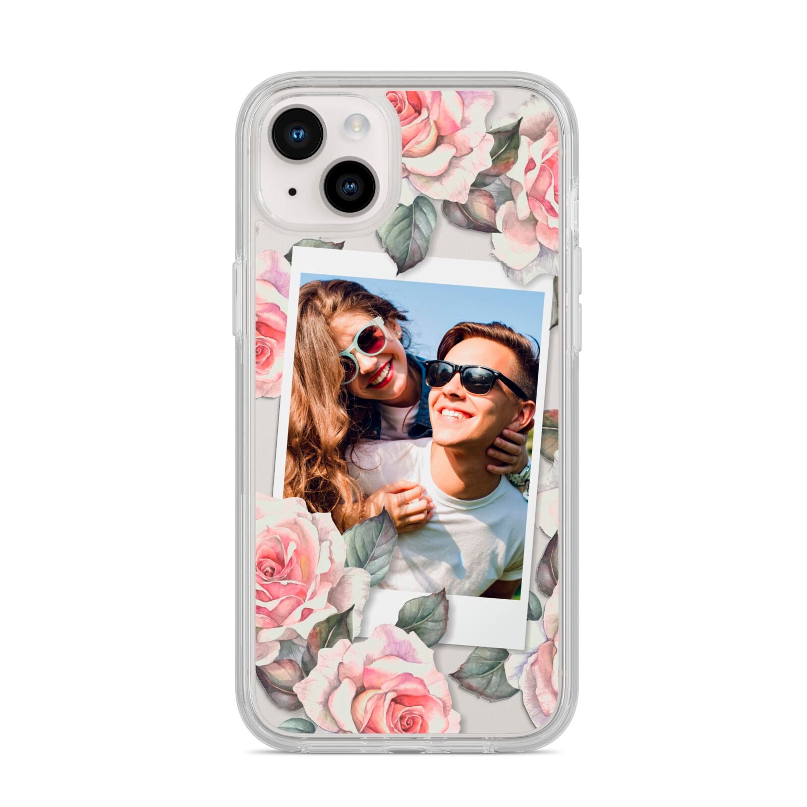 Personalised Photo Floral iPhone 14 Plus Clear Tough Case Starlight