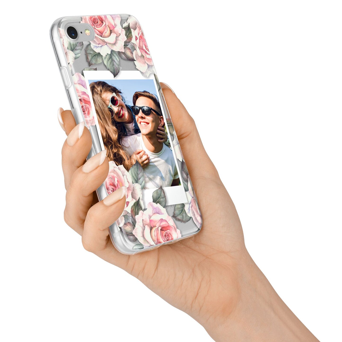 Personalised Photo Floral iPhone 7 Bumper Case on Silver iPhone Alternative Image
