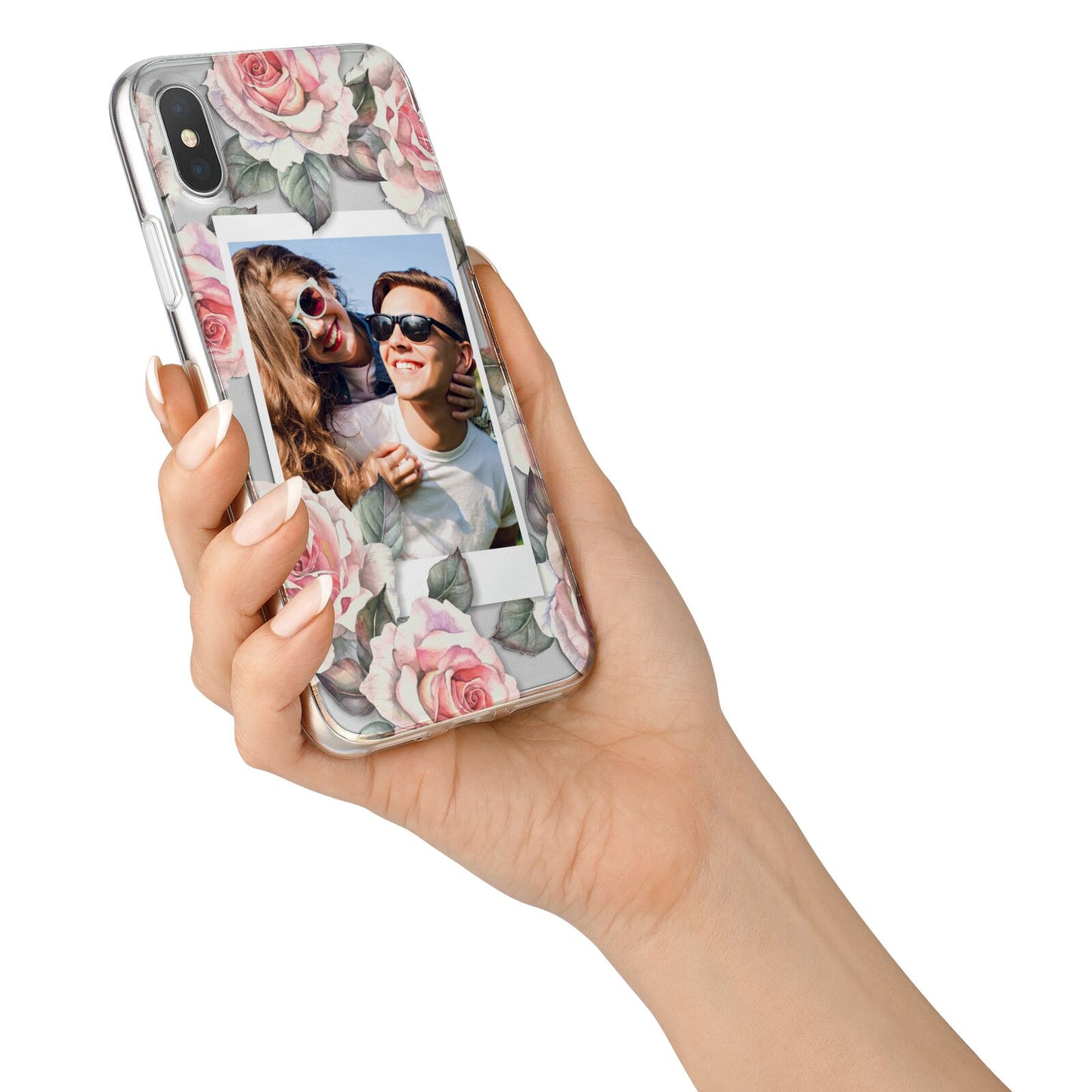 Personalised Photo Floral iPhone X Bumper Case on Silver iPhone Alternative Image 2