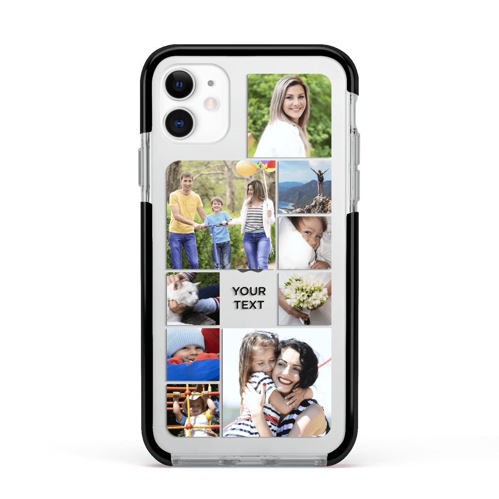 Personalised Photo Grid Apple iPhone 11 in White with Black Impact Case