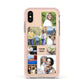 Personalised Photo Grid Apple iPhone Xs Impact Case Pink Edge on Gold Phone