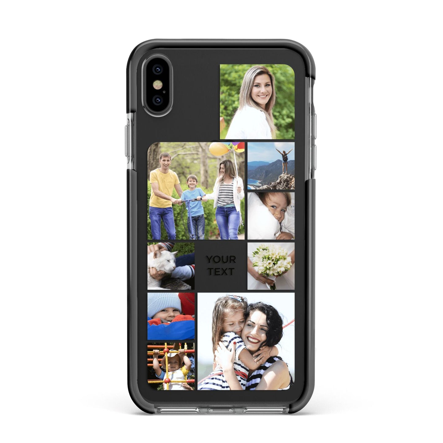 Personalised Photo Grid Apple iPhone Xs Max Impact Case Black Edge on Black Phone