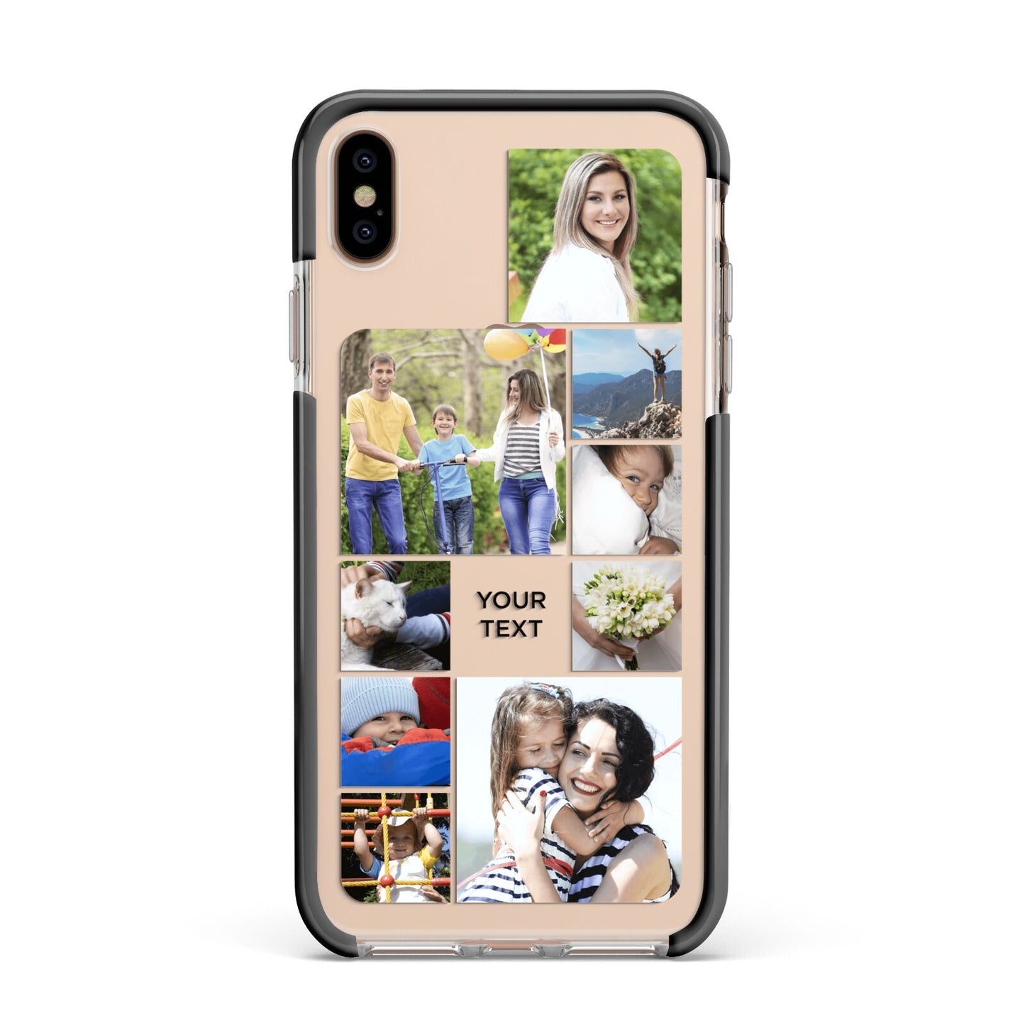Personalised Photo Grid Apple iPhone Xs Max Impact Case Black Edge on Gold Phone