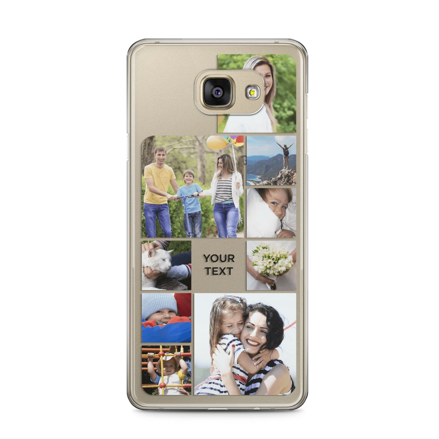 Personalised Photo Grid Samsung Galaxy A5 2016 Case on gold phone