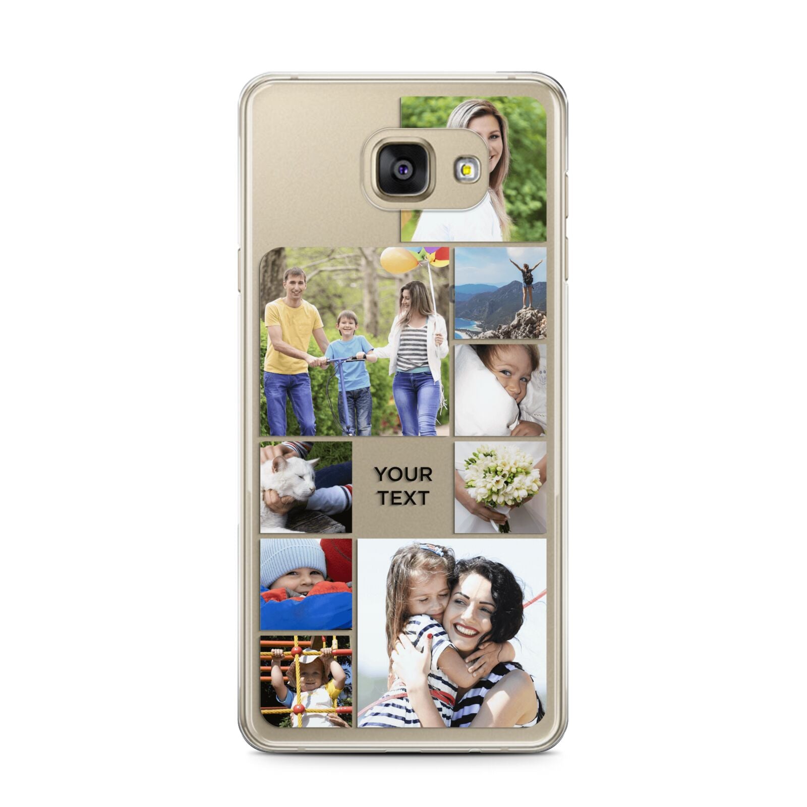 Personalised Photo Grid Samsung Galaxy A7 2016 Case on gold phone