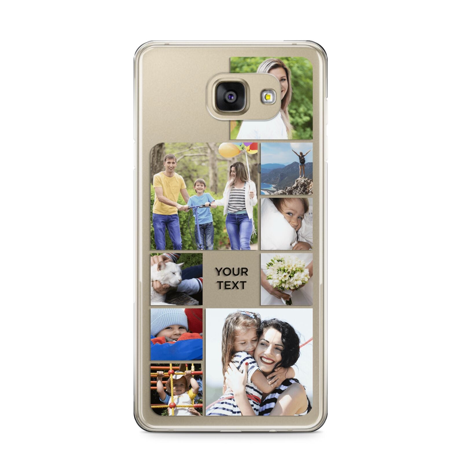 Personalised Photo Grid Samsung Galaxy A9 2016 Case on gold phone