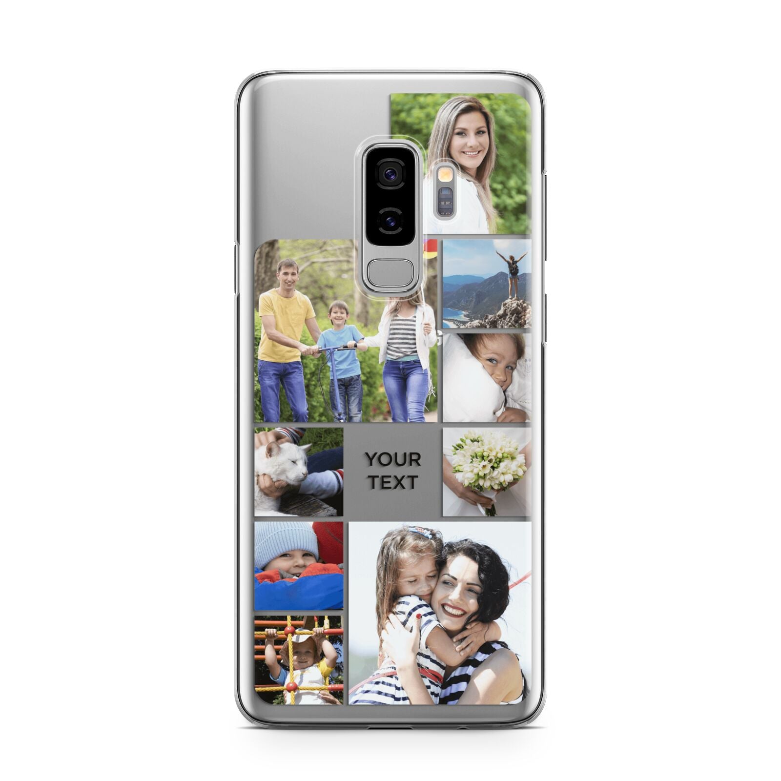 Personalised Photo Grid Samsung Galaxy S9 Plus Case on Silver phone
