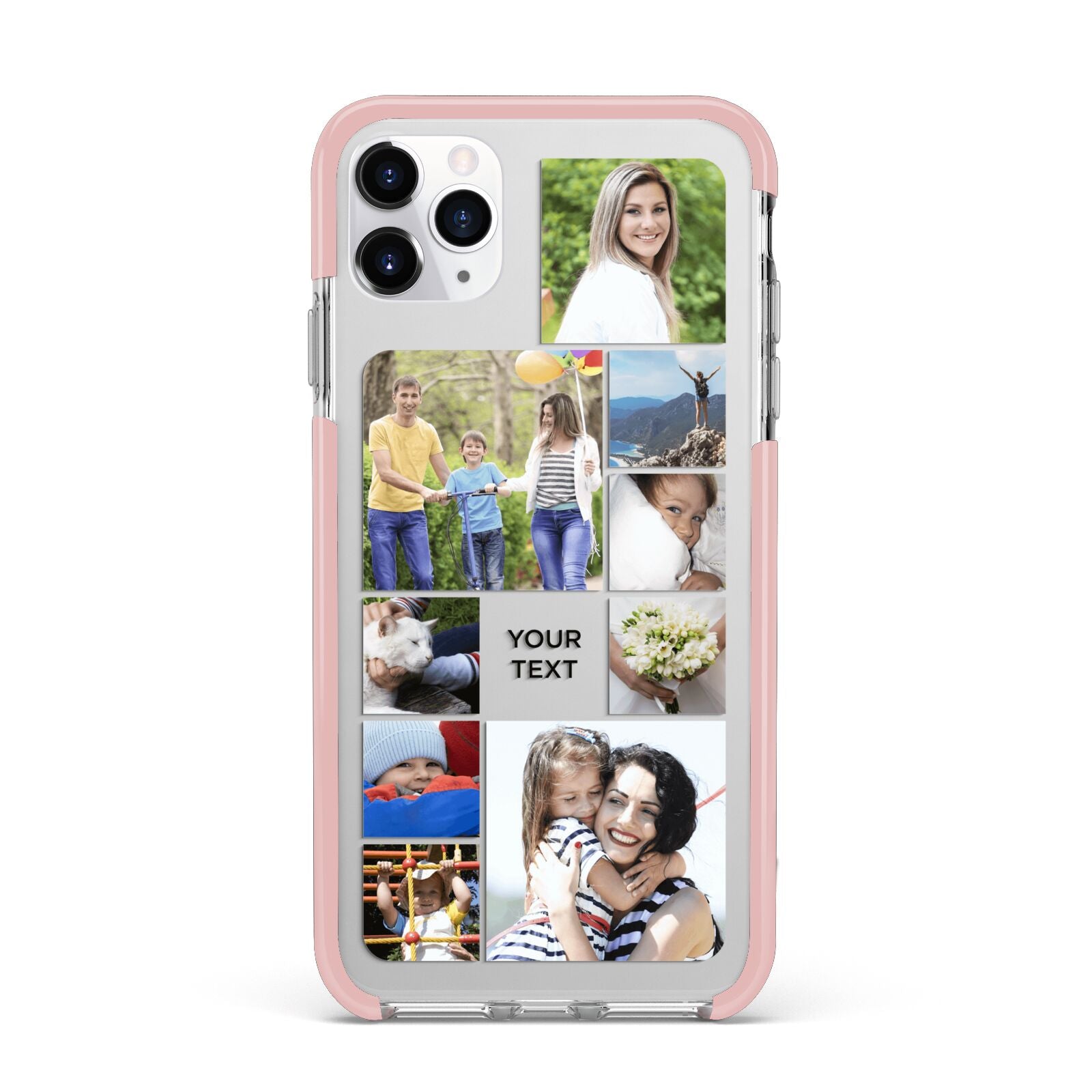 Personalised Photo Grid iPhone 11 Pro Max Impact Pink Edge Case