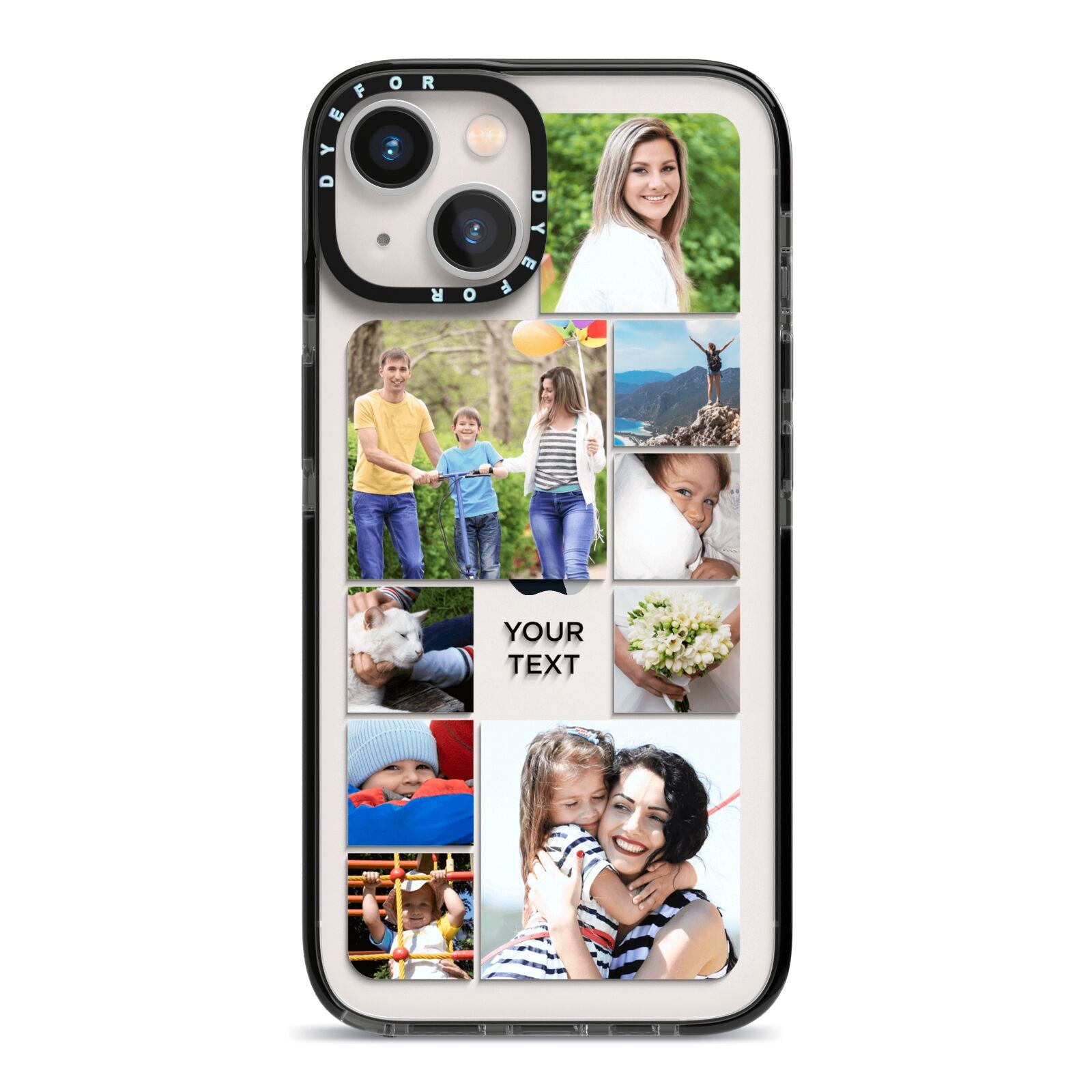 Personalised Photo Grid iPhone 13 Black Impact Case on Silver phone