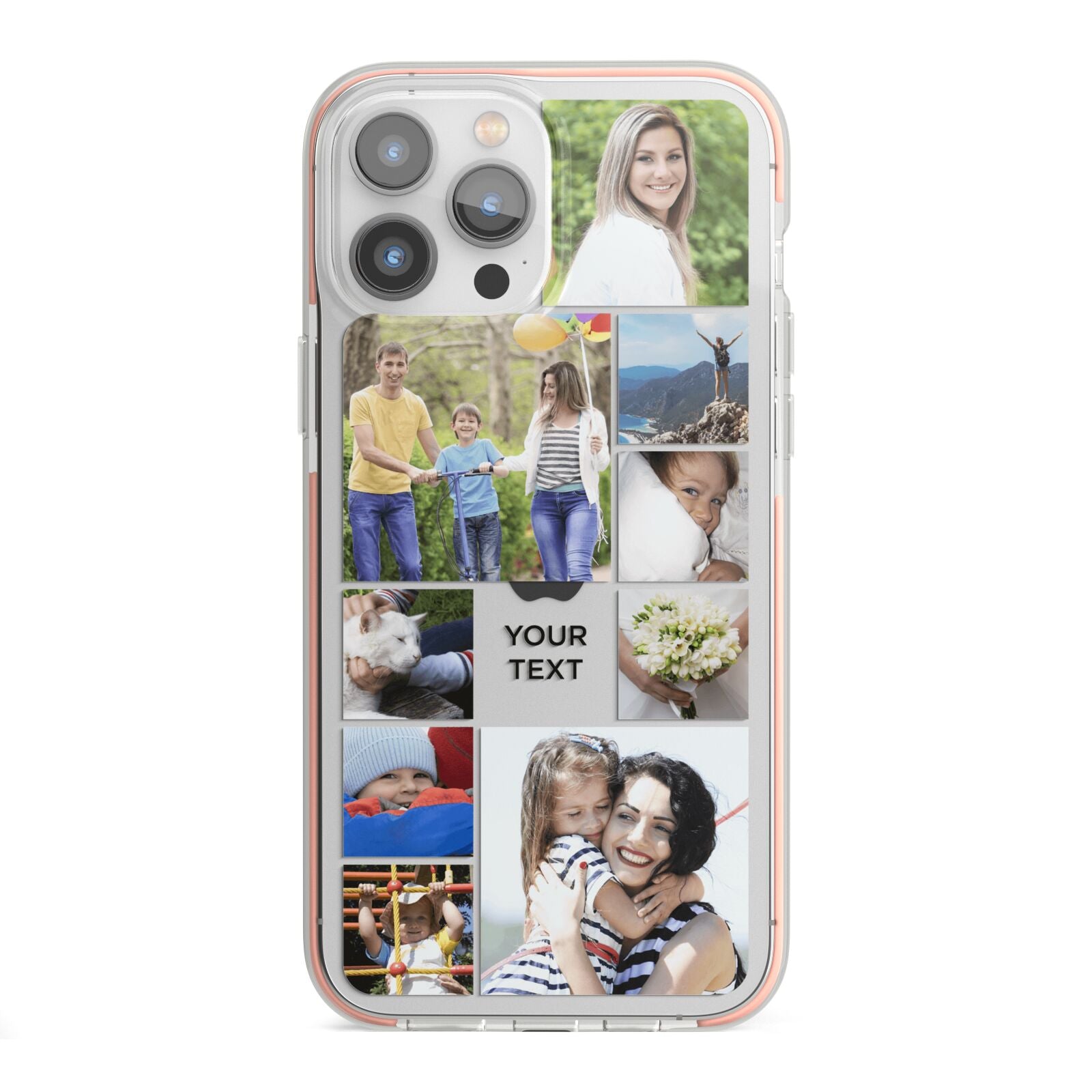 Personalised Photo Grid iPhone 13 Pro Max TPU Impact Case with Pink Edges