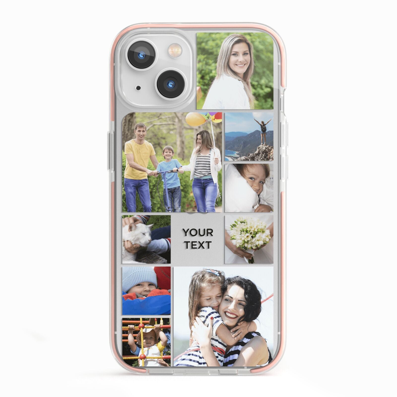 Personalised Photo Grid iPhone 13 TPU Impact Case with Pink Edges