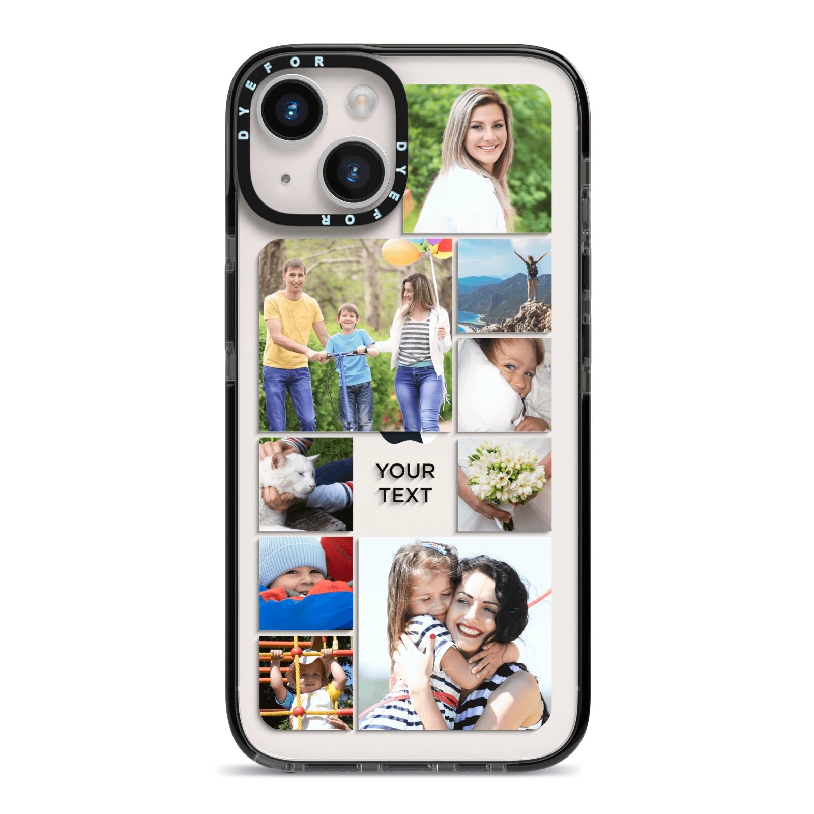 Personalised Photo Grid iPhone 14 Black Impact Case on Silver phone
