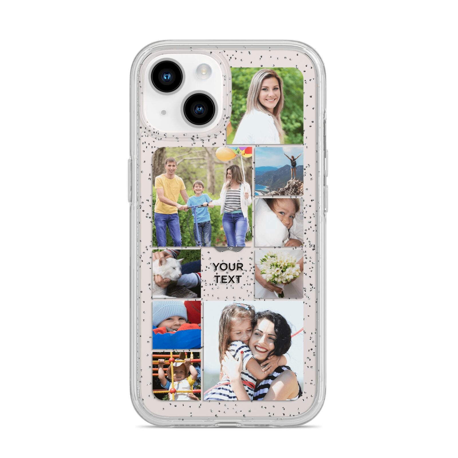 Personalised Photo Grid iPhone 14 Glitter Tough Case Starlight