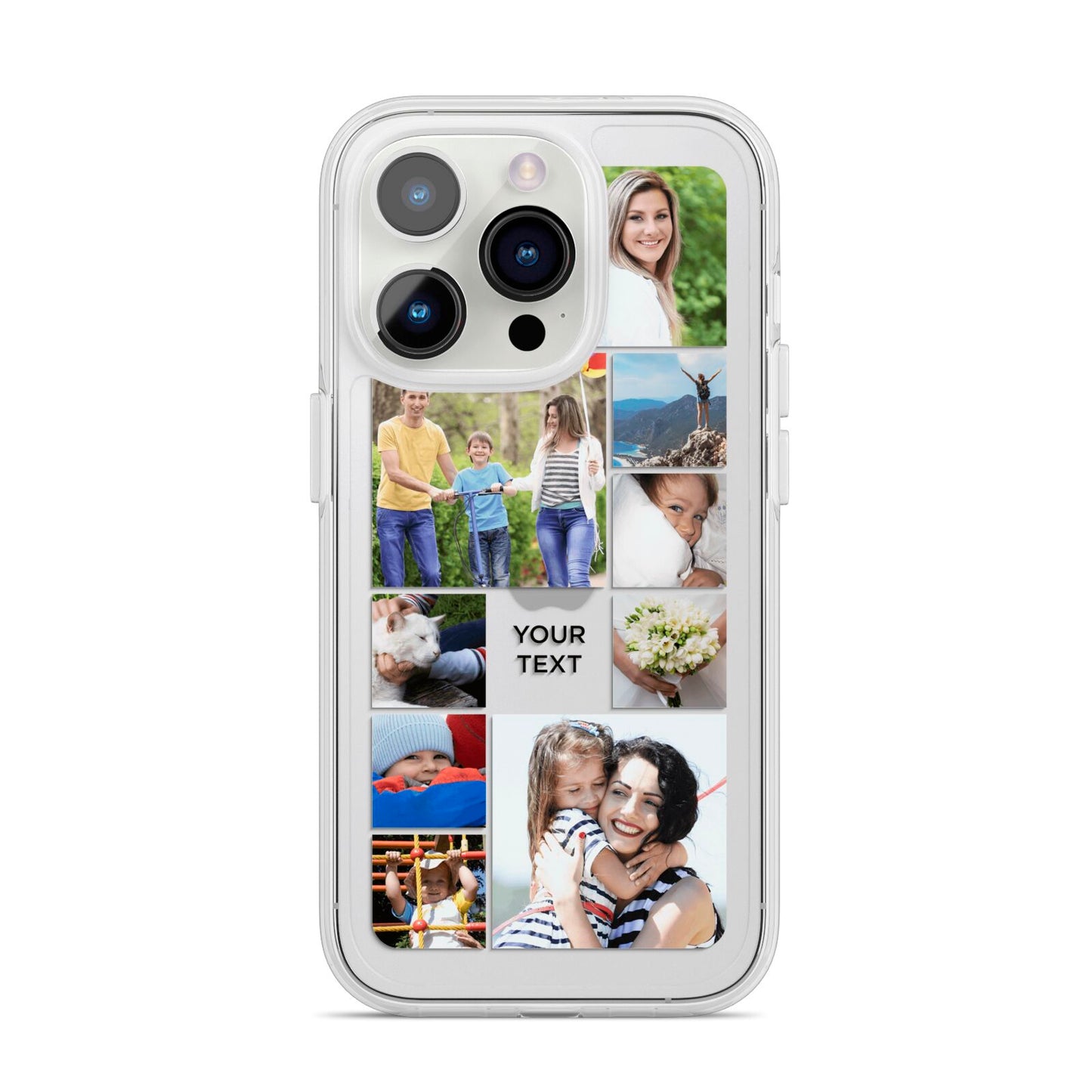 Personalised Photo Grid iPhone 14 Pro Clear Tough Case Silver