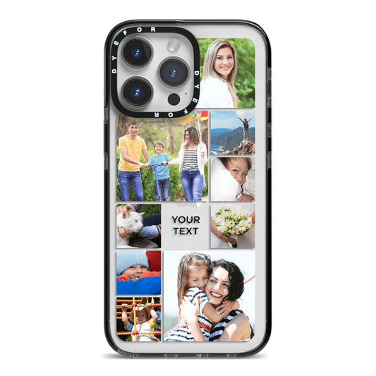 Personalised Photo Grid iPhone 14 Pro Max Black Impact Case on Silver phone