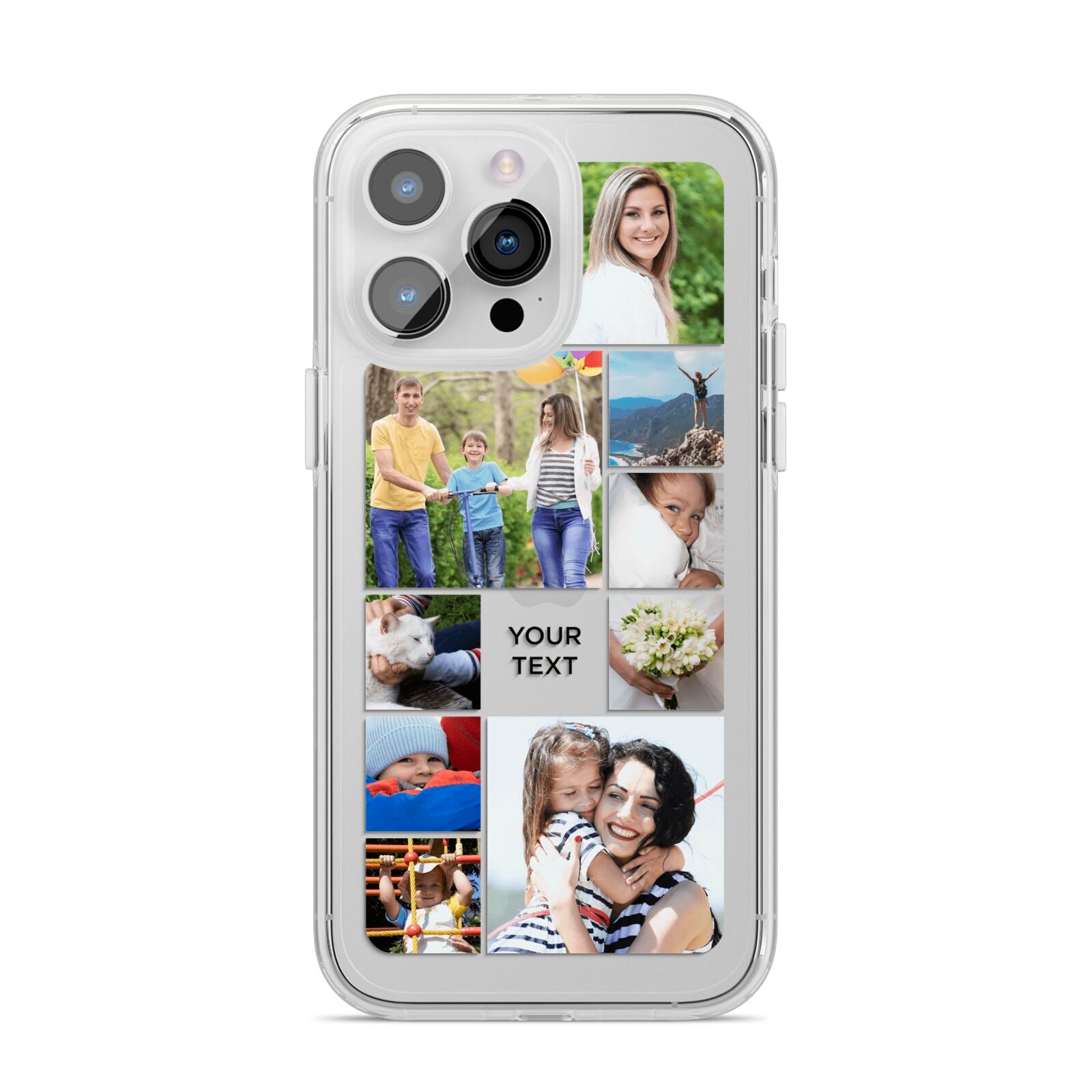 Personalised Photo Grid iPhone 14 Pro Max Clear Tough Case Silver