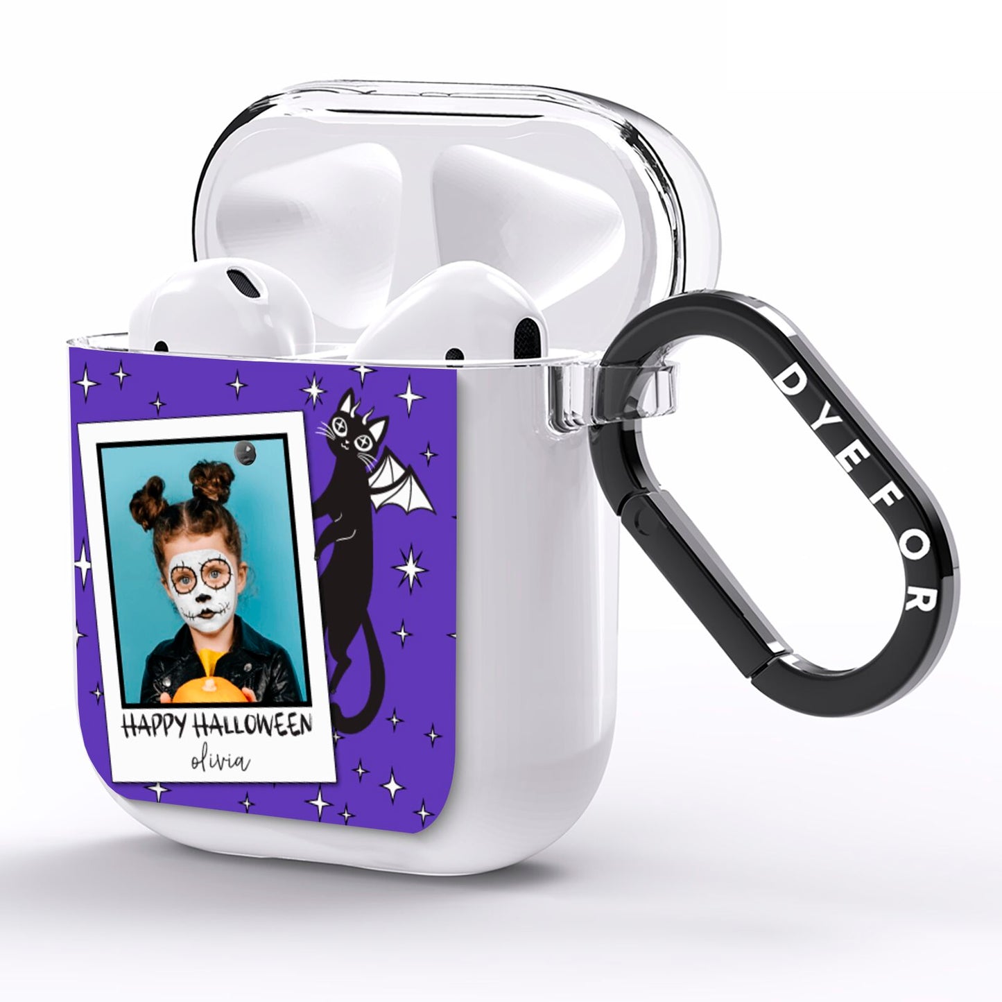 Personalised Photo Halloween AirPods Clear Case Side Image