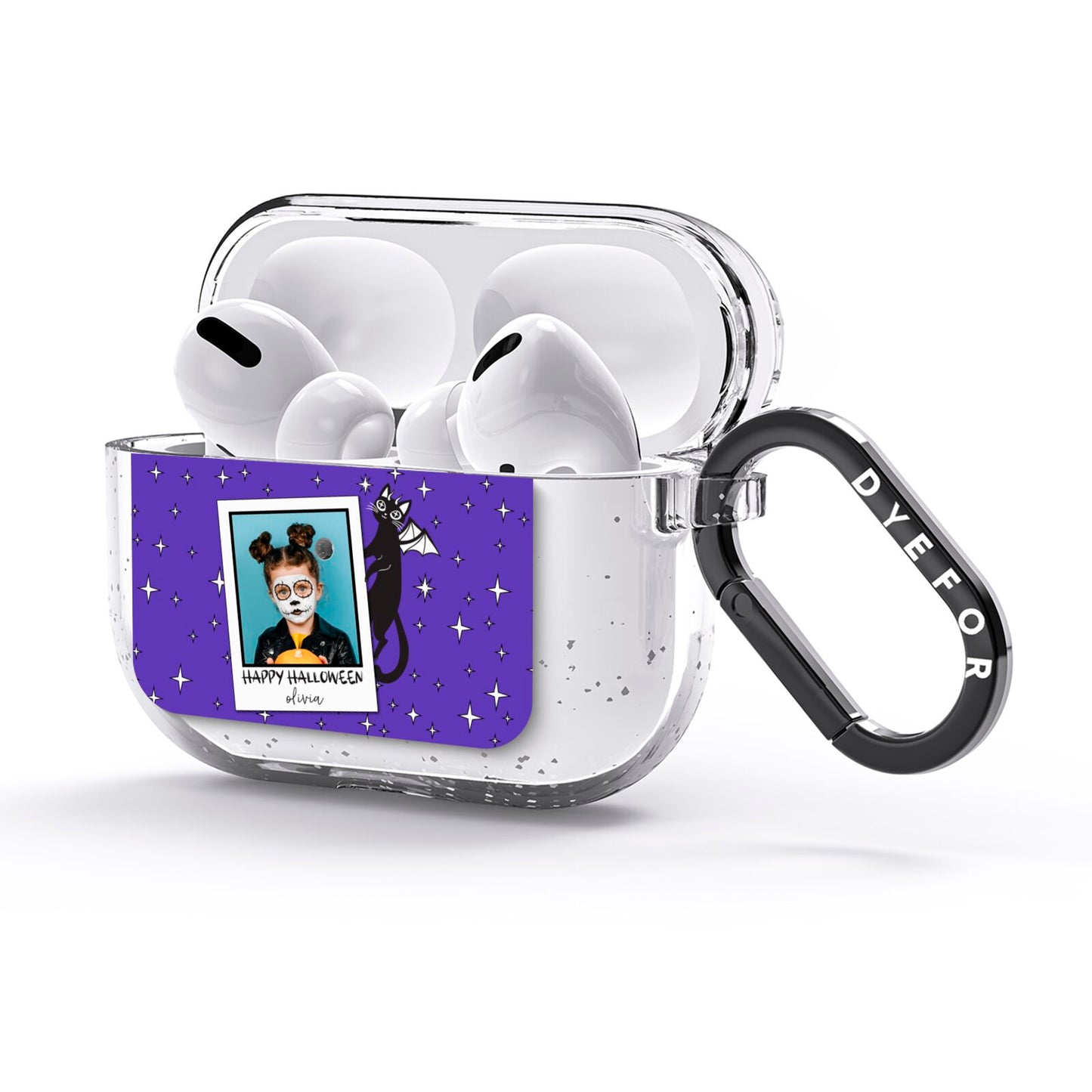 Personalised Photo Halloween AirPods Glitter Case 3rd Gen Side Image